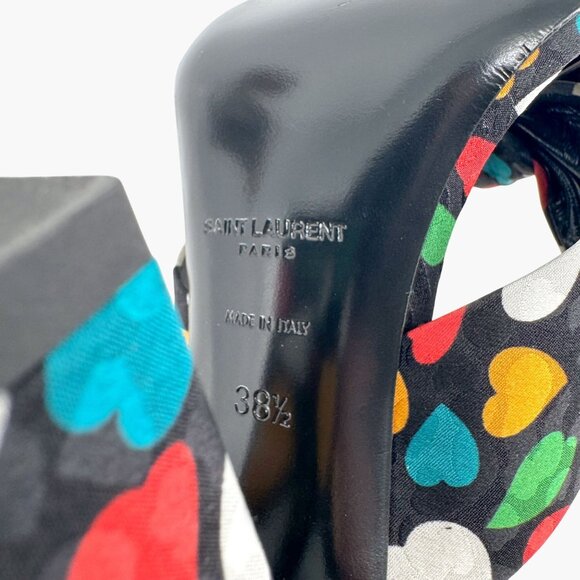 Saint Laurent Bianca Black Heart Knotted Mule Sandals Block Heel 38.5 US 8.5 - Picture 12 of 13